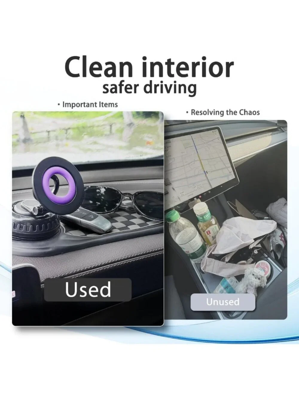 360° Adjustable Magnetic Car Phone Mount & Anti-Slip Dashboard Mat - Universal
